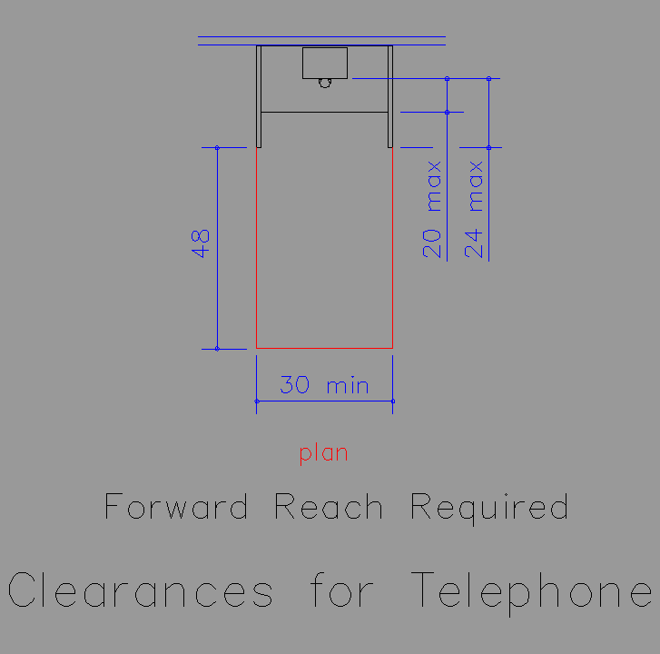 Bloque Autocad Dimensiones para teléfonos públicos